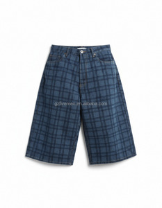 Pantalones Cortos Anchos con Cremallera y Botones, Estilo Urbano y <span class=keywords><strong>de</strong></span> Trabajo, Bermuda Holgada Personalizada, Casual, para <span class=keywords><strong>Hombre</strong></span>, con Estampado a Cuadros, Largura hasta la Rodilla - Product Image 2