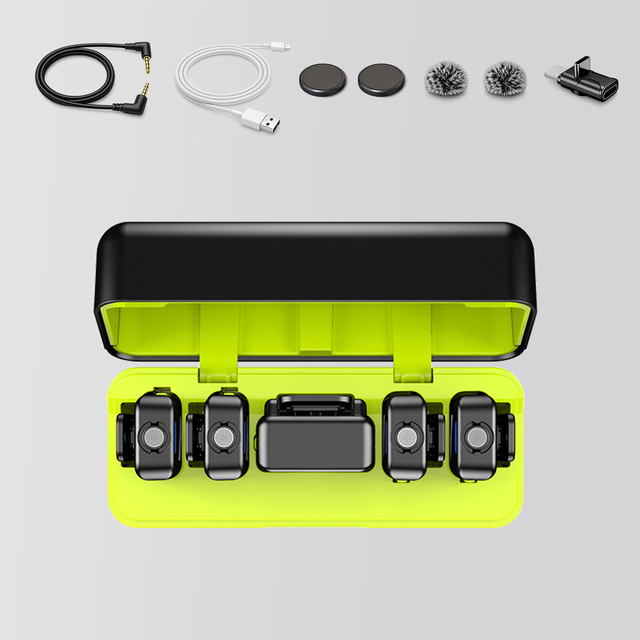 Wireless Lavalier Microphone HiFi Audio 4 Channel HD Screen Noise Reduction Remote Shooting Control OEM ODM for YouTube TikTok