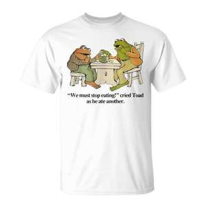 Nous devons arrêter de manger des grenouilles, car il a mangé une autre grenouille - T-shirt pour hommes - Product Image 1