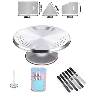 15 في تزيين كعكة الزفاف المصنوعة من الألومنيوم مع كعكة أساس مانعة للانزلاق ملعقة من الفولاذ المقاوم للصدأ - Product Image 2