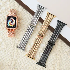 Metal Watch Strap Luxury Chain Bracelet Diamond Bracelet Smart Bands For Apple Watch Band 38mm 40mm 42mm 44mm