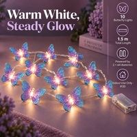 Guirlandes lumineuses LED papillon à piles, décorations féériques de Noël, rideau lumineux intérieur/extérieur