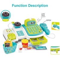 Jouets d'imitation pour enfants FS, caisse enregistreuse de supermarché électrique avec argent, jouet de magasinage en plastique pour enfants