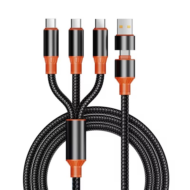 PD Fast Charging 4 in 1 USB Cable 3A Nylon Braided Cable 4in1 USB to USB C to Type C 100W Multi Charger Cable