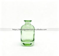 GOLDEN SUN 100ml Bouteille diffuseur à roseaux vide en verre blanc haut de gamme, forme ventre plat, avec bouchon en bois pour huiles essentielles