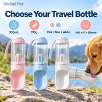 Bouteille d'eau portable pour chien OEM ODM 330 ml avec un bouton pour le débit d'eau, un couvercle de protection et un bouchon de remplissage séparé pour les voyages