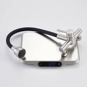 Modern Stainless Steel Four-Function Hot/Cold Water Wall-<b>Mounted</b> Kitchen Faucet Single Handle Pull-Out <b>Spray</b> Ceramic Valve Core - Product Image 5