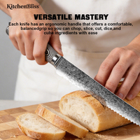Kitchenbliss 5-delige hoogwaardige keukenmessenset roestvrij staal broodmes slijpstaaf universeel fruitkoksmessenset