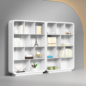 Modern White Display Rack Open <b>Shelf</b> Storage Cabinet <b>Wooden</b> Organizer for Home Office Living Room Solon - Product Image 2