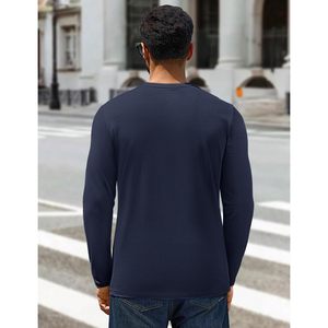 Cotrasen T-shirts basiques à manches longues pour hommes 100% coton biologique col rond doux décontracté 220 grammes de poids - Product Image 2