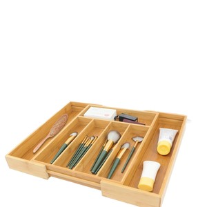 Bamboo Drawer Divider <b>Storage</b> <b>Box</b> Rectangular Extendable For <b>Kitchen</b> Utensil Organization - Product Image 5