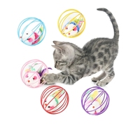 Vente en gros Jouets modernes interactifs et écologiques en peluche métallique pour animaux de compagnie Gobelet de souris en polyester CatTeaser Baguette à plumes Cage à rats pour chats
