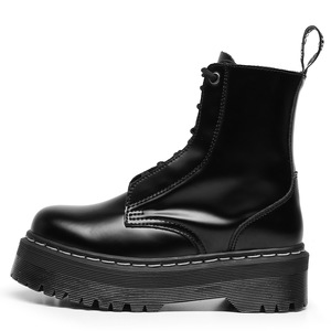 Black Ankle <b>Boots</b> Genuine Leather Round Toe Lace-up Chunky Heel Anti-Slippery Rubber Outsole All Seasons Solid Color Wholesale - Product Image 6