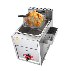 Freidora profunda de pollo Kfc, equipo de cocina comercial de acero inoxidable, frita con cesta automática