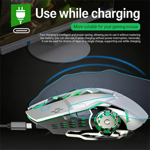 Ratón Inalámbrico Recargable para Juegos con Iluminación Colorida y 4 Velocidades DPI para Computadora Portátil - Product Image 2