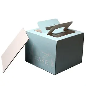 Caixa de embalagem de cupcake impressa personalizada, caixa de bolo de cartão com alça