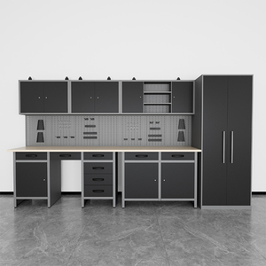 <span class=keywords><strong>Armoire</strong></span> <span class=keywords><strong>murale</strong></span> robuste avec panneau perforé et établi adapté aux solutions de stockage de garage utilisation en atelier d'usine et outils de maintien - Product Image 1