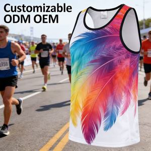 เสื้อกล้ามวิ่งมาราธอนแบบยูนิเซ็กซ์ ผ้าตาข่ายระบายอากาศ โพลีเอสเตอร์ 100% ป้องกันรังสียูวี สำหรับฤดูร้อน สกรีนโลโก้ตามสั่ง - Product Image 1