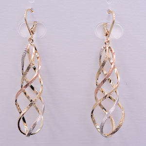 Boucles d'oreilles longues à trois tons pour femmes, bijoux plaqué or 14k, 2020, nouvelle mode, vente en gros - Product Image 1