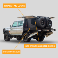 Plateau de benne en aluminium pour pick-up, étanche, thermolaqué, avec tiroir de rangement coulissant et planche à découper, pour véhicules double et simple cabine