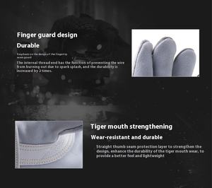 Guantes de Soldadura TIG Premium, Suaves y con Gran Destreza, Logotipo Personalizado, Piel de Vaca y Cabra, Resistentes al Calor y a las Chispas, para Soldadura Industrial - Product Image 4