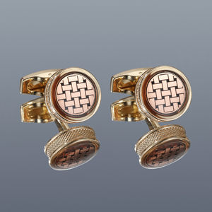 Boutons de manchette pour homme de style français, boutons de manchette ronds bleus rayés en argent, boutons de manchette de luxe pour homme - Product Image 1