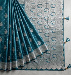 Hot Sale Luxury <b>Satin</b> Silk <b>Saree</b> Elegant Smooth Fabric Designer Party Wear <b>Saree</b> For Women Ethnic Collection Available for Sale - Product Image 4