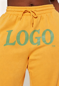 Conjunto de 2 Piezas para <span class=keywords><strong>Mujer</strong></span> con Logotipo Personalizado, Ropa Deportiva Y2K, Amarillo Mostaza, Talla Grande, Top Corto de Manga Larga y Pantalones Deportivos de Pierna Ancha - Product Image 6