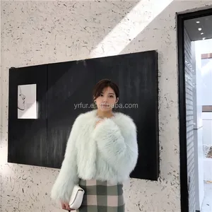 YR1157 고품질 여성 진짜 여우 모피 코트 손 뜨개질 모피 코트 짧은 패션 자켓 판매