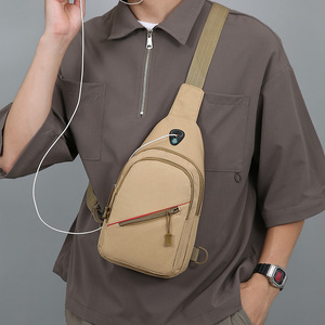 Men's Chest Bag Nylon Outdoor Sports Crossbody With Usb Charging Port Multifunctional Lightweight Durable Camouflage Style - Product Image 3