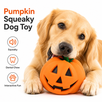 Jouet pour chien en forme de citrouille d'Halloween, 9,5 cm, interactif, couineur, pour le nettoyage des dents, pour chiots et chiens de taille moyenne