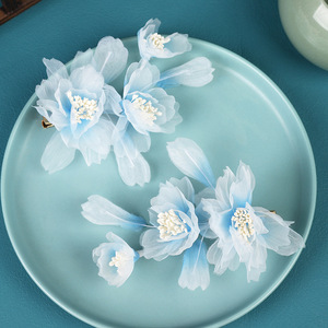 24 Pinces à Cheveux Hanfu Bleu Clair Ancien, Faits Main, Design Original, avec Estampage à Chaud et Tiges Souples - Product Image 4