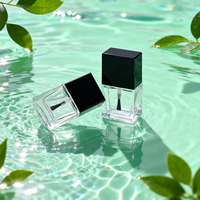 Flacon de vernis à ongles en verre transparent carré plat de luxe de 10 ml, avec bouchon et pinceau, rechargeable, pour échantillons de parfum, cosmétiques
