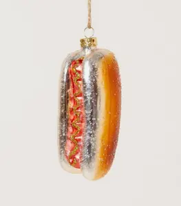 カスタムメイドのガラスの手吹き置物クリスマスの装飾品パーソナライズされた手描きのフルーツ食品の装飾品クリスマスツリーの装飾