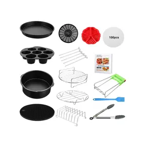 Visualizza l'immagine più grande aggiungi al confronto condividi friggitrice ad aria antiaderente pentole cestello accessori kit 14 pezzi set 8in 20cm per frittura ad aria