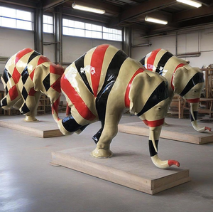 Statue di Animali in Resina e Fibra di Vetro su Misura, Grandi Sculture di <span class=keywords><strong>Elefanti</strong></span>, Sculture di <span class=keywords><strong>Elefanti</strong></span> Acrobatici Dipinte - Product Image 1