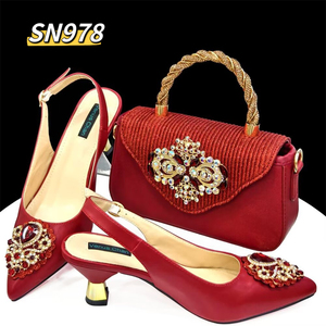 2024 розовая Женская сумка в классическом стиле на высоком каблуке, комплект из туфель и сумочки в африканском стиле - Product Image 4