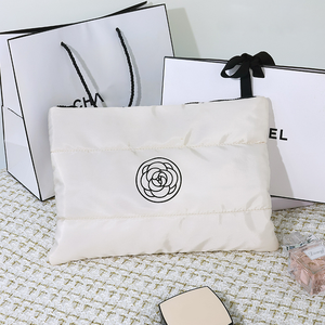 2026Factory Custom Logo Light Weight Down Cotton Nylon Soft Puffer Puffy Travel <strong>Makeup</strong> Pouch Fluffy <strong>Quilted</strong> Cosmetic <strong>Bag</strong> - Product Image 2