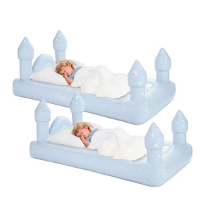 Lit de voyage gonflable pliable moderne en PVC rose pour enfants, idéal pour les séjours à la maison et le camping - Product Image 3