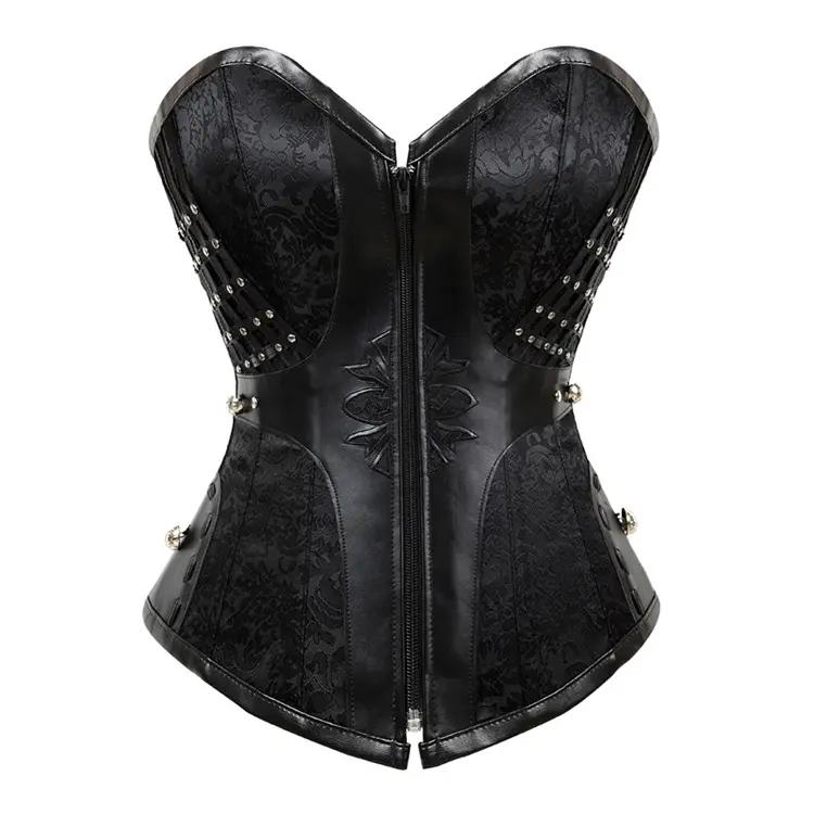 Frauen Sexy Vintage Stahl ohne Knochen Korsett Schwarz & Rot Streifen Bustier Steampunk Gothic Korsetts für Taille Halloween Über brust