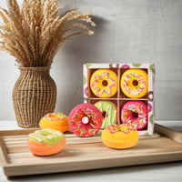 OEM vente en gros 4 pièces/boîte Donuts hydratants bombe de bain boule avec huile essentielle bain moussant végétalien cadeau pétillant pour les soins du corps