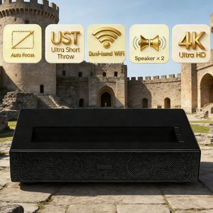 เครื่องฉายวิดีโอโฮมเธียเตอร์แอนดรอยด์11แบบมี HD1080P 4K DLP พร้อมเลเซอร์โยนสั้นพิเศษ D068 - Product Image 1