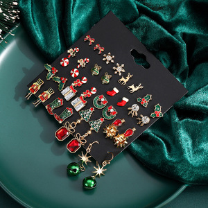 Ornements de Noël transfrontaliers - Ensemble de 20 paires/40 pièces de boucles d'oreilles de Noël brillantes en forme de flocon de neige pour sapin de Noël - Product Image 3