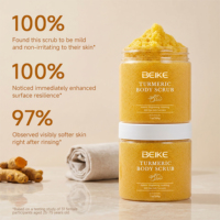 BEIKE Gommage Corporel au Sel de Curcuma Bio, Crème Hydratante Végane pour Éclaircir la Peau, Gommage Visage et Corps aux Herbes avec Étiquettes Personnalisées