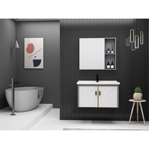 Mueble de Baño CR de 720 mm, Mueble de Aluminio Montado en la Pared, Lavabo de Cerámica Blanco de Una Pieza - Product Image 2