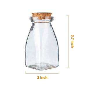 Contenedor <span class=keywords><strong>de</strong></span> vidrio vacío <span class=keywords><strong>de</strong></span> 4oz <span class=keywords><strong>para</strong></span> Yogurt, botella cuadrada <span class=keywords><strong>de</strong></span> leche <span class=keywords><strong>de</strong></span> vidrio con <span class=keywords><strong>corcho</strong></span> - Product Image 2