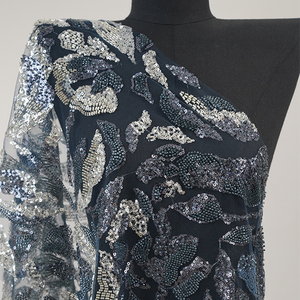 Tissu en <span class=keywords><strong>tulle</strong></span> brodé de sequins, style fleur, luxe, entièrement perlé, vente en gros - Product Image 5