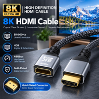 Câble HDMI haute vitesse 4K 8K mâle vers femelle, adaptateur HDMI 2.0 2.1, cordon plaqué or pour téléviseur, moniteur, projecteur, ordinateur portable