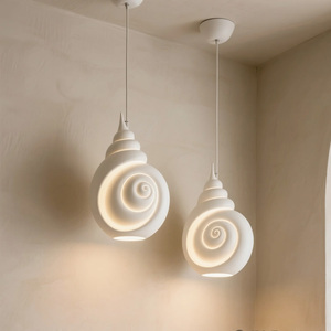 Minimalist White Shell Pendant Lamp LED Plastic Novelty <b>Shade</b> Soft Warm <b>Light</b> for Residential Ceiling Lighting - Product Image 1