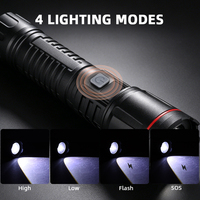 Mini lampe torche LED magnétique rétractable rechargeable 4 fonctions en ABS avec protection contre les surcharges pour le camping, les activités de plein air et les situations d'urgence